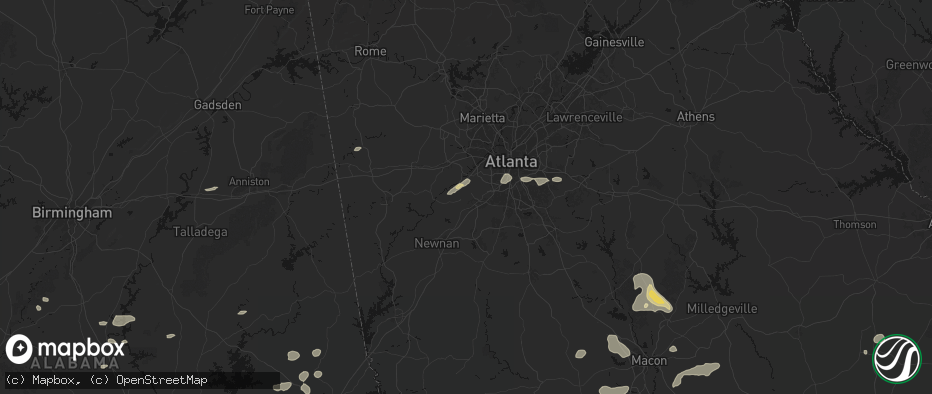 Hail map in Fairburn, GA on July 9, 2026