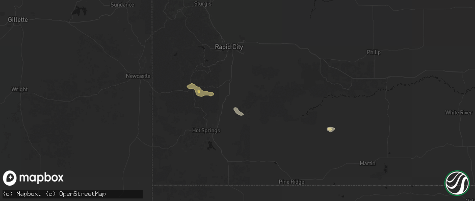 Hail map in Fairburn, SD on July 9, 2026