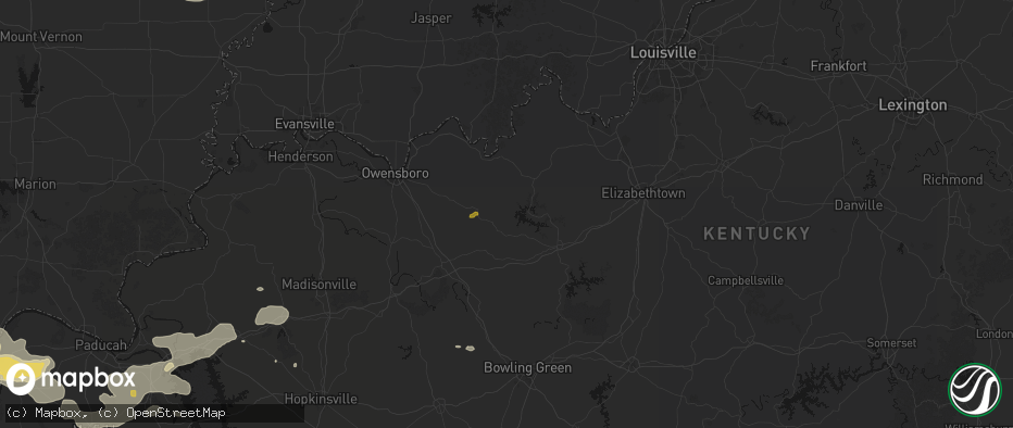 Hail map in Falls Of Rough, KY on July 9, 2026