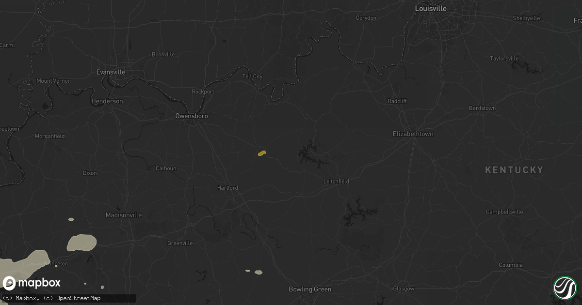 Hail map in Falls Of Rough, KY on July 9, 2026