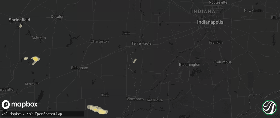 Hail map in Farmersburg, IN on July 9, 2026