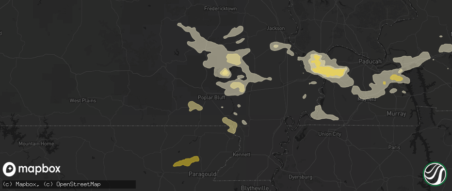 Hail map in Fisk, MO on July 9, 2026