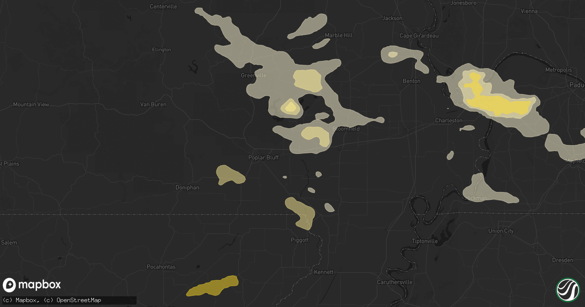 Hail map in Fisk, MO on July 9, 2026