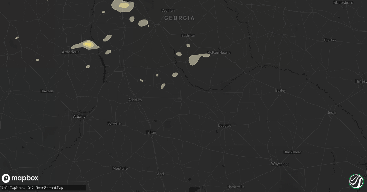 Hail map in Fitzgerald, GA on July 9, 2026