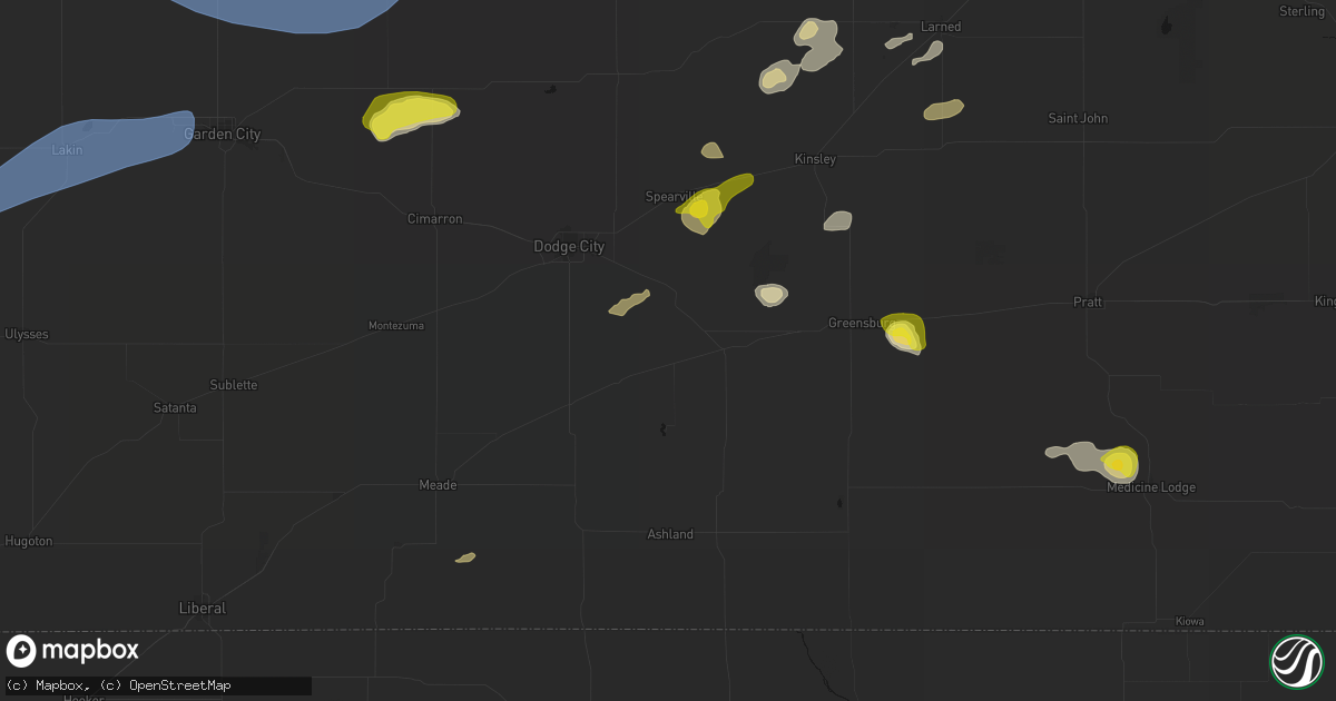 Hail map in Ford, KS on July 9, 2026