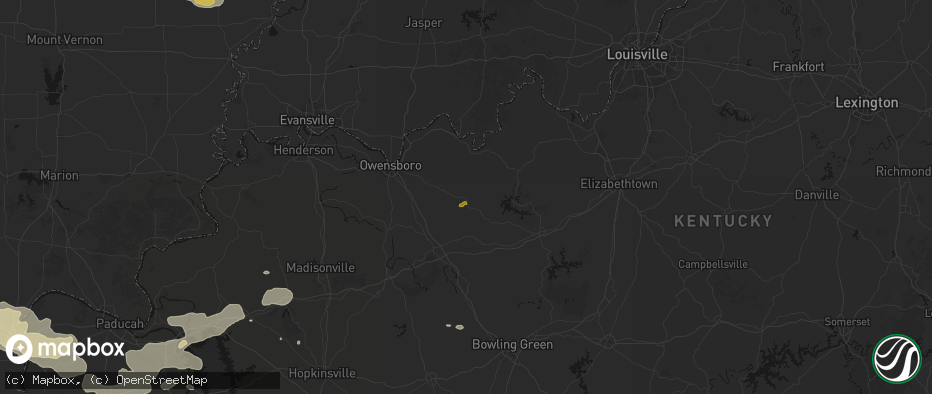 Hail map in Fordsville, KY on July 9, 2026