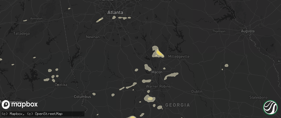 Hail map in Forsyth, GA on July 9, 2026