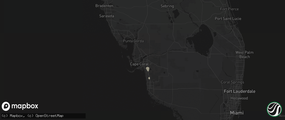 Hail map in Fort Myers, FL on July 9, 2026