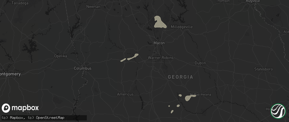 Hail map in Fort Valley, GA on July 9, 2026