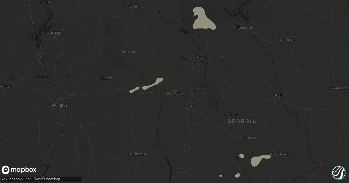 Hail map in Fort Valley, GA on July 9, 2026