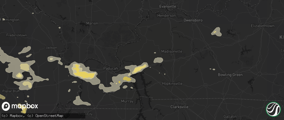 Hail map in Fredonia, KY on July 9, 2026