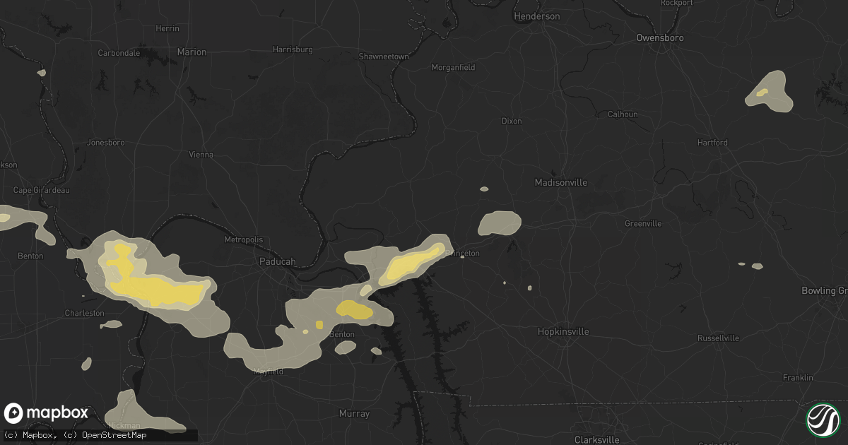 Hail map in Fredonia, KY on July 9, 2026