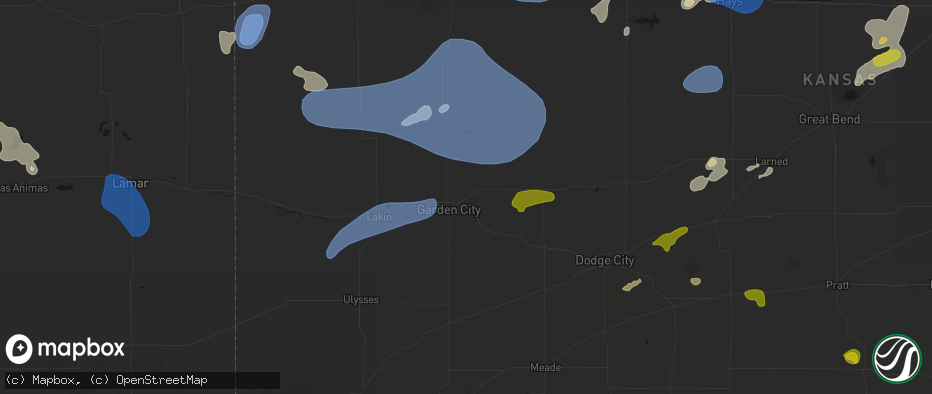 Hail map in Garden City, KS on July 9, 2026