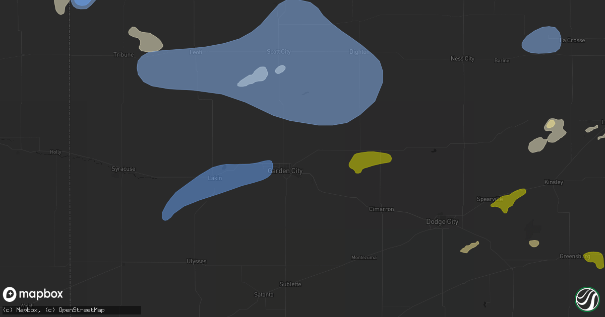 Hail map in Garden City, KS on July 9, 2026
