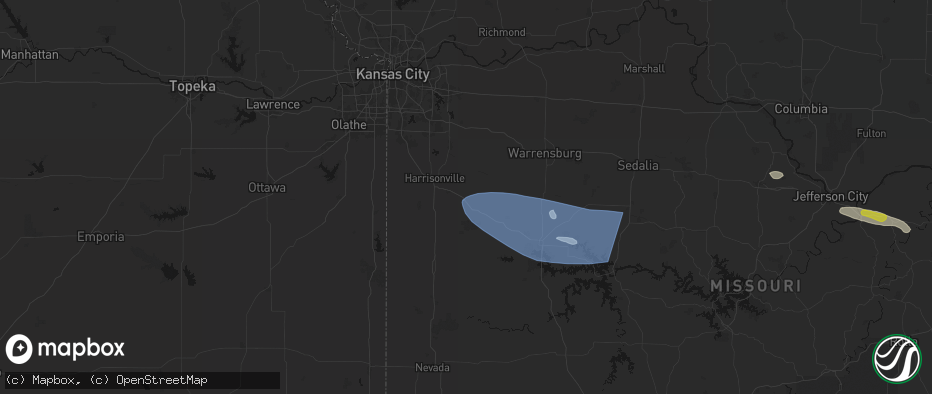 Hail map in Garden City, MO on July 9, 2026