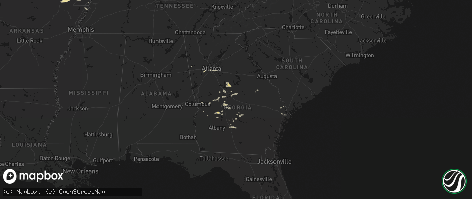 Hail map in Georgia on July 9, 2026
