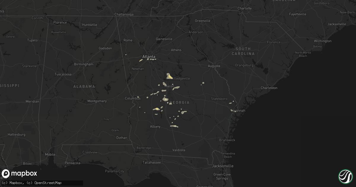 Hail map in Georgia on July 9, 2026
