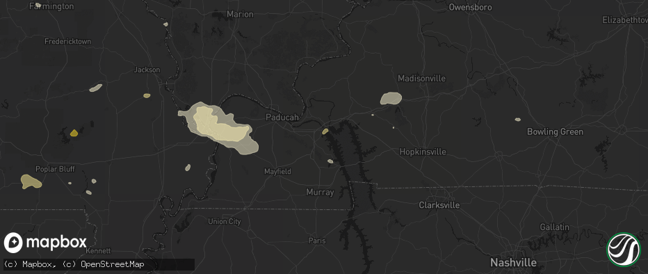 Hail map in Gilbertsville, KY on July 9, 2026