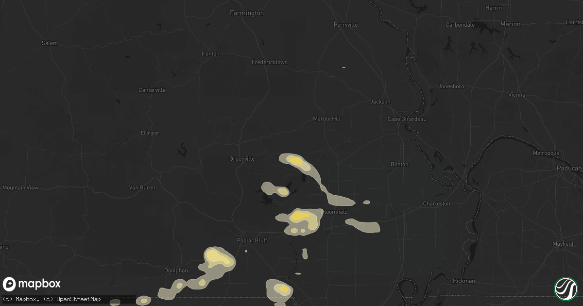 Hail map in Gipsy, MO on July 9, 2026