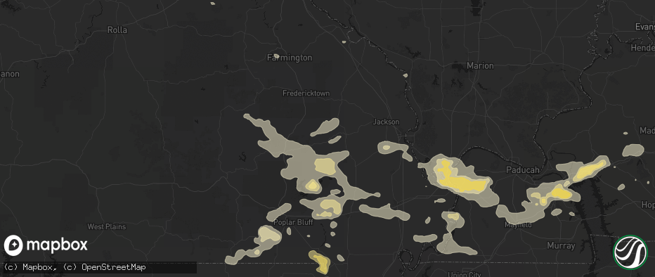 Hail map in Glenallen, MO on July 9, 2026