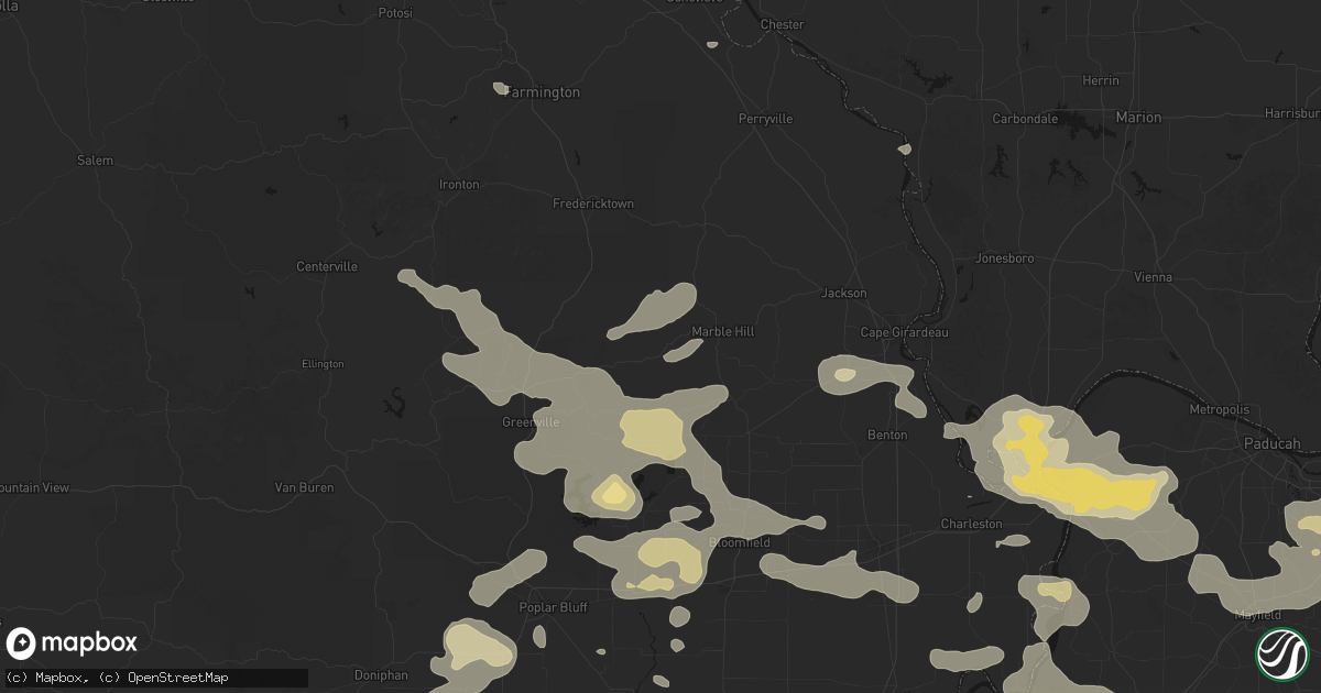 Hail map in Glenallen, MO on July 9, 2026