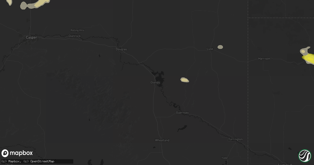 Hail map in Glendo, WY on July 9, 2026