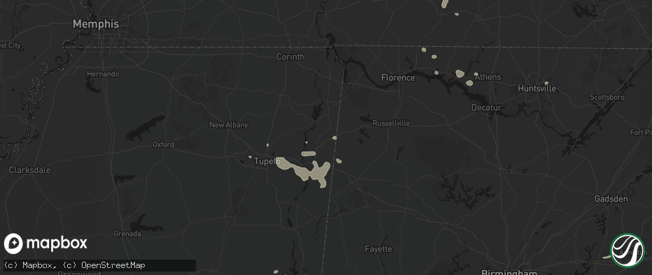 Hail map in Golden, MS on July 9, 2026