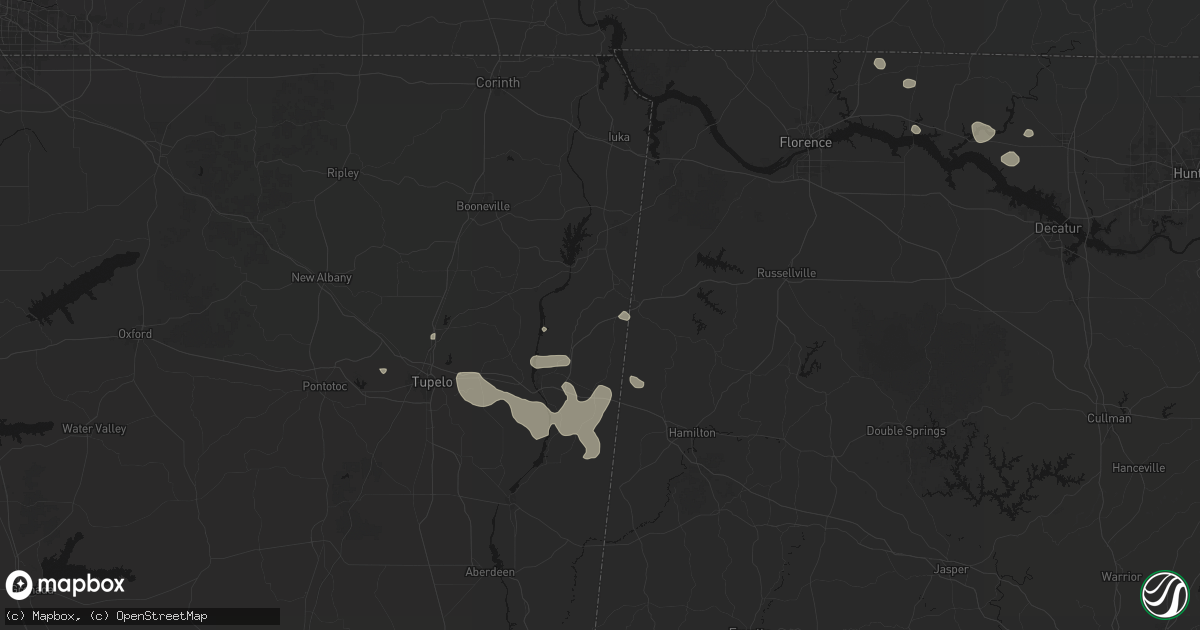 Hail map in Golden, MS on July 9, 2026