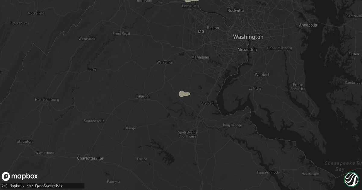Hail map in Goldvein, VA on July 9, 2026
