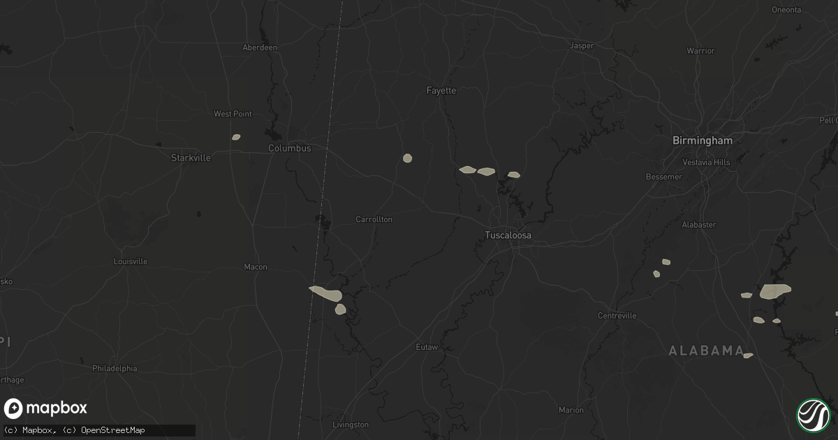 Hail map in Gordo, AL on July 9, 2026
