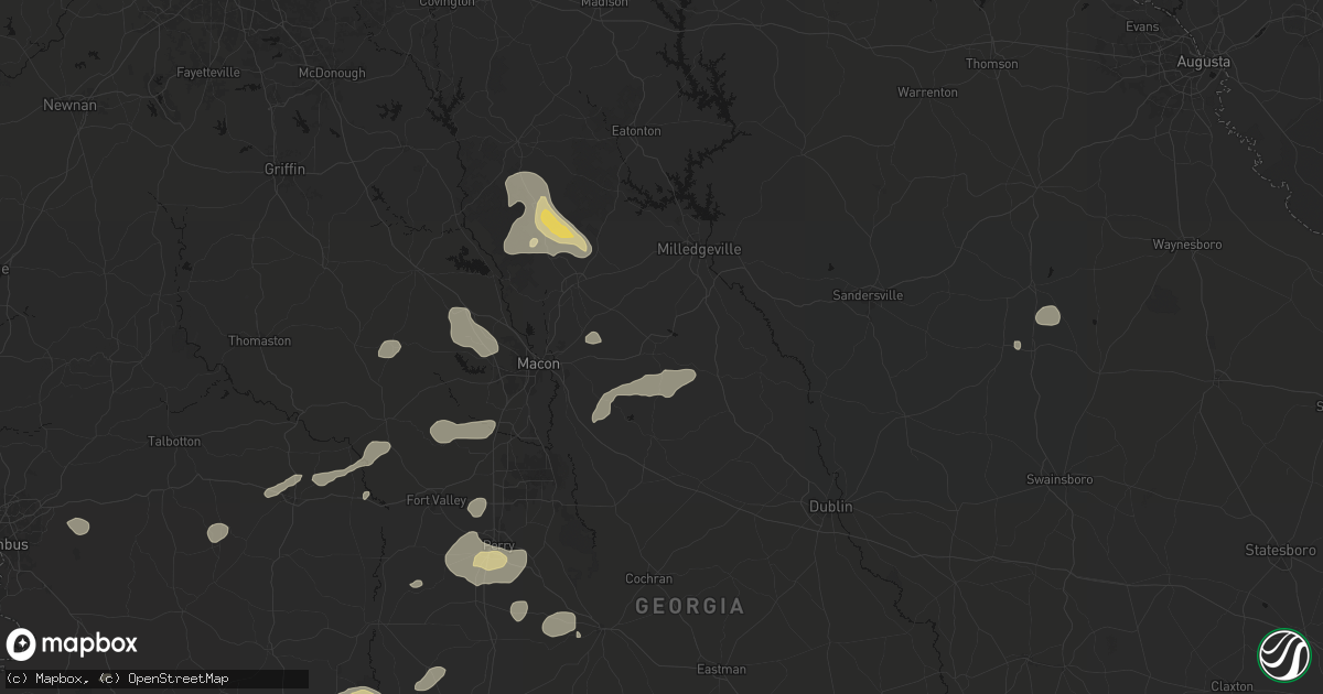Hail map in Gordon, GA on July 9, 2026