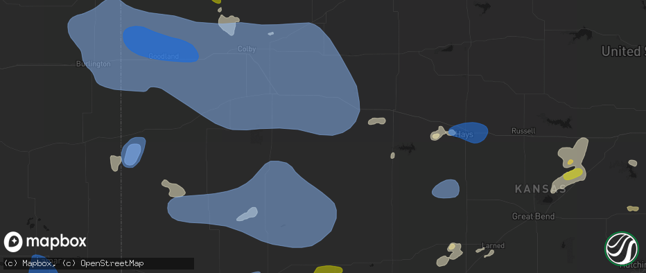 Hail map in Gove, KS on July 9, 2026
