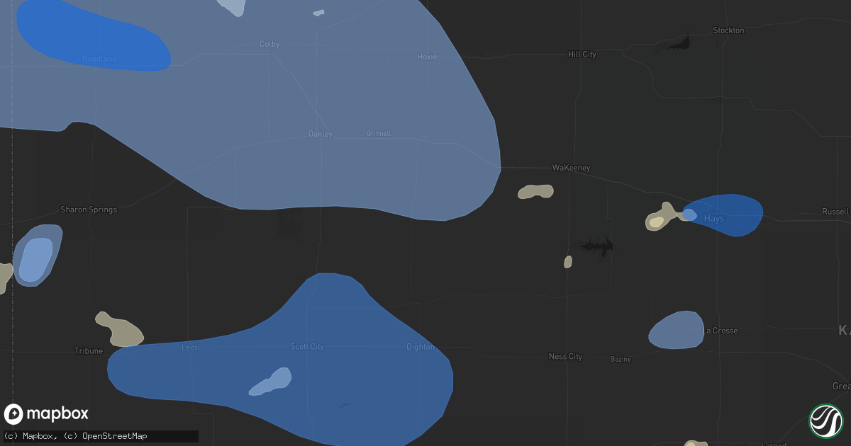 Hail map in Gove, KS on July 9, 2026