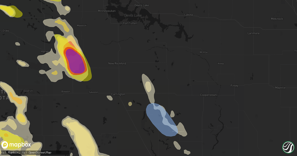 Hail map in Grace City, ND on July 9, 2026
