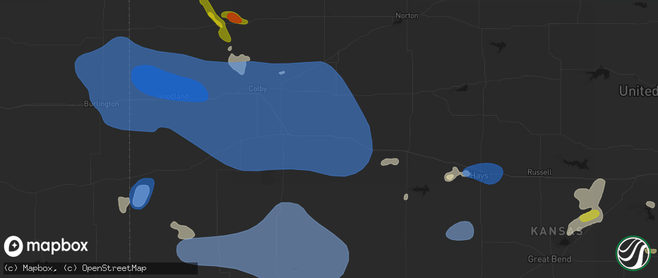 Hail map in Grainfield, KS on July 9, 2026