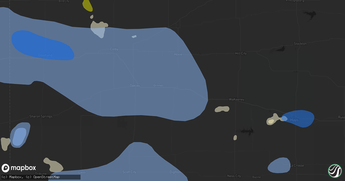 Hail map in Grainfield, KS on July 9, 2026
