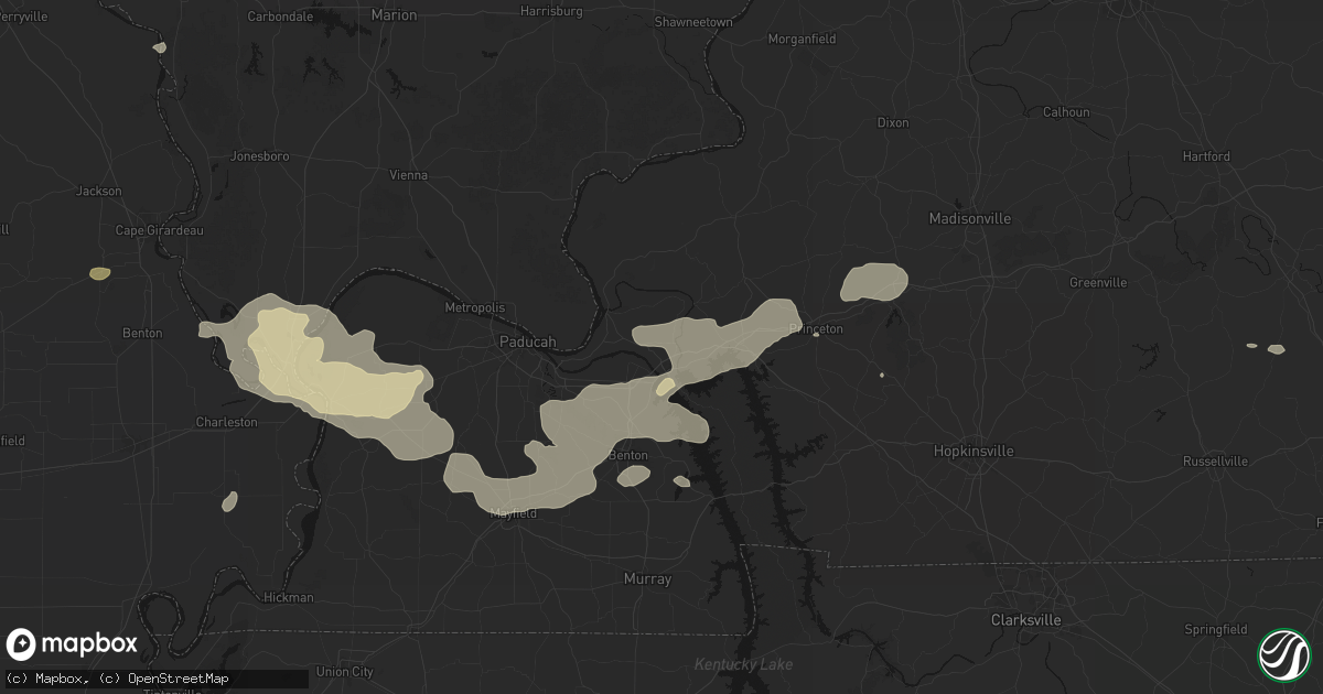 Hail map in Grand Rivers, KY on July 9, 2026