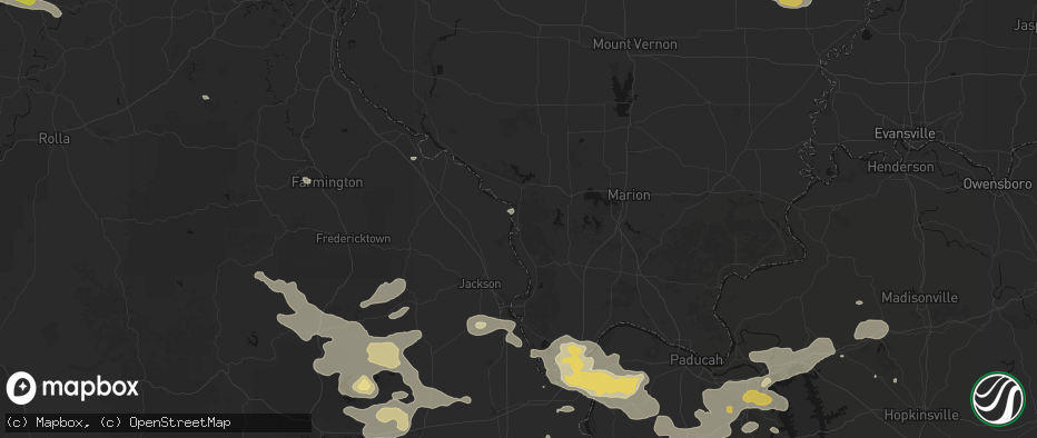 Hail map in Grand Tower, IL on July 9, 2026