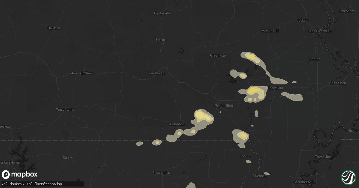 Hail map in Grandin, MO on July 9, 2026