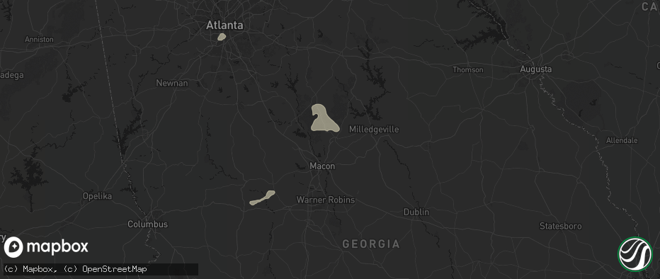 Hail map in Gray, GA on July 9, 2026