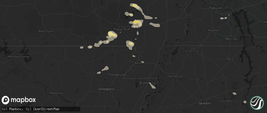 Hail map in Greenway, AR on July 9, 2026