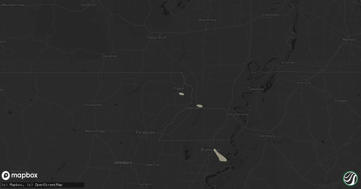 Hail map in Greenway, AR on July 9, 2026