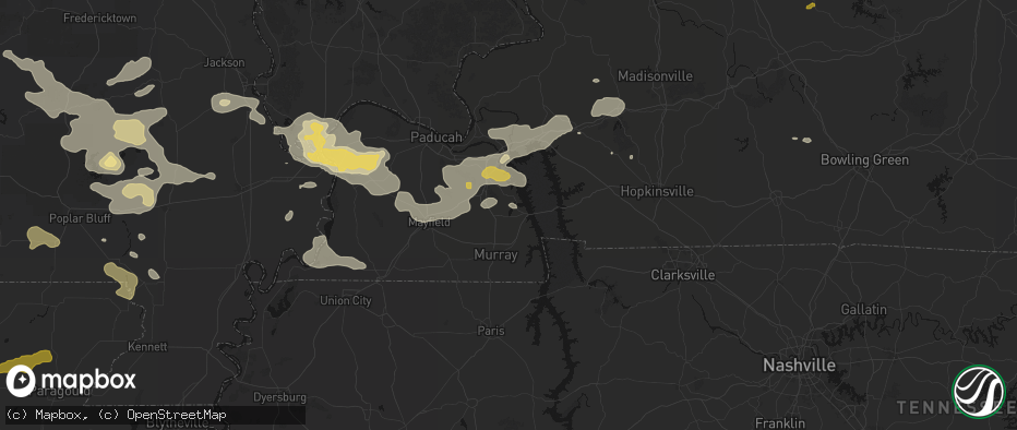 Hail map in Hardin, KY on July 9, 2026