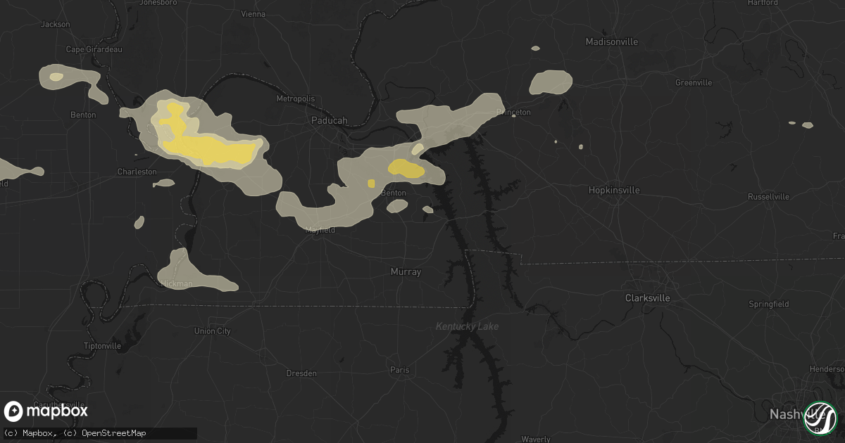 Hail map in Hardin, KY on July 9, 2026