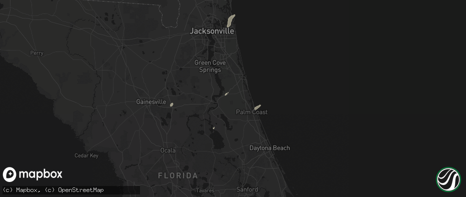 Hail map in Hastings, FL on July 9, 2026