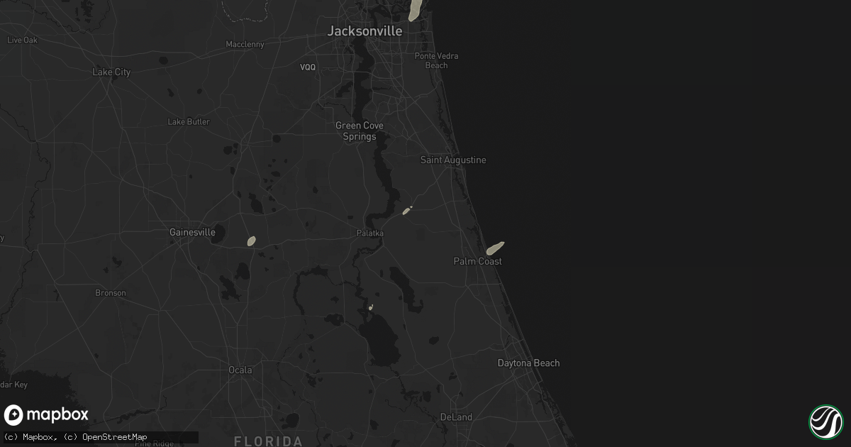 Hail map in Hastings, FL on July 9, 2026