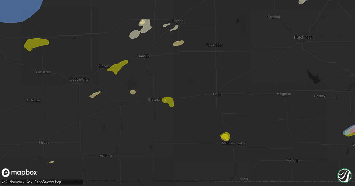 Hail map in Haviland, KS on July 9, 2026
