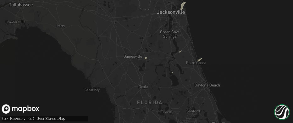 Hail map in Hawthorne, FL on July 9, 2026