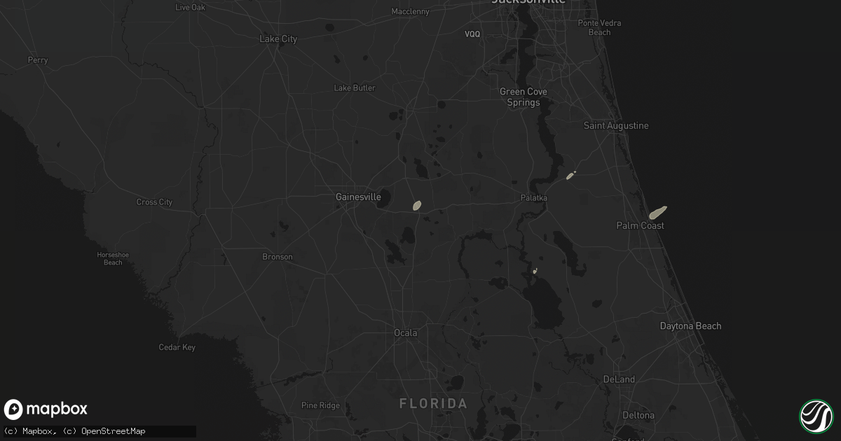 Hail map in Hawthorne, FL on July 9, 2026