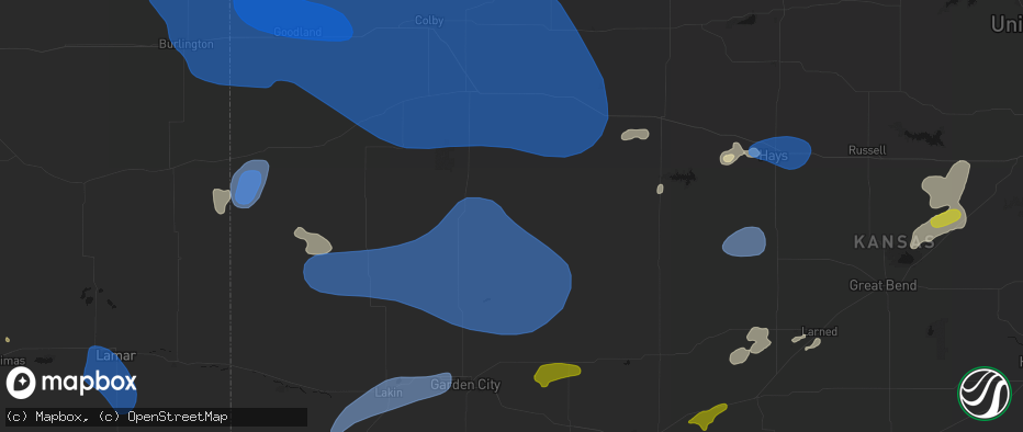 Hail map in Healy, KS on July 9, 2026